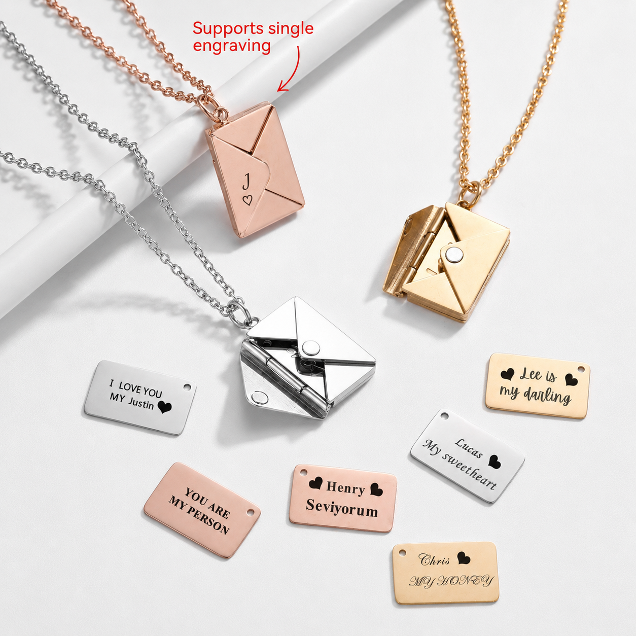 Text Love Letter Envelope  Necklace