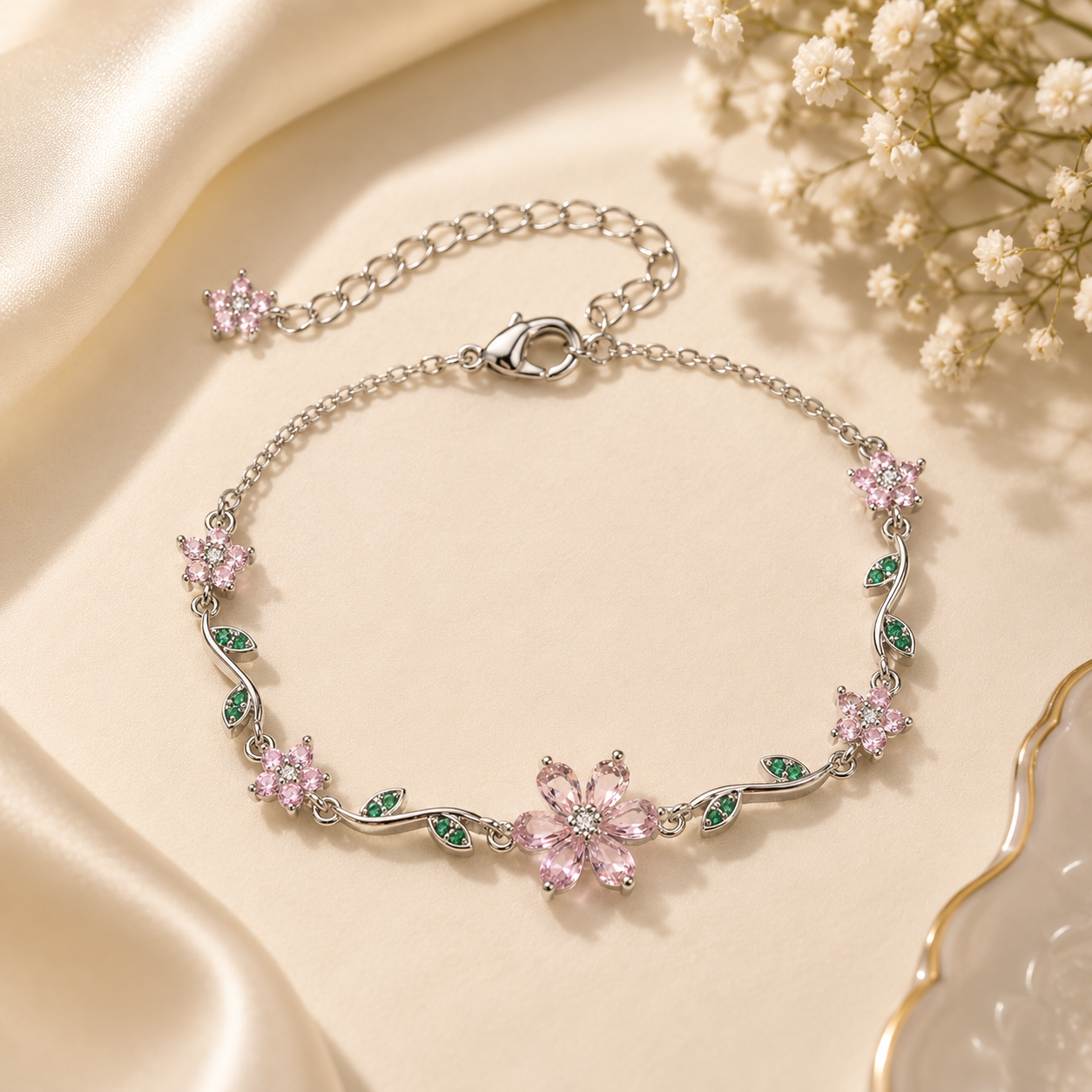18k gold plated Floral Crystal Bracelet