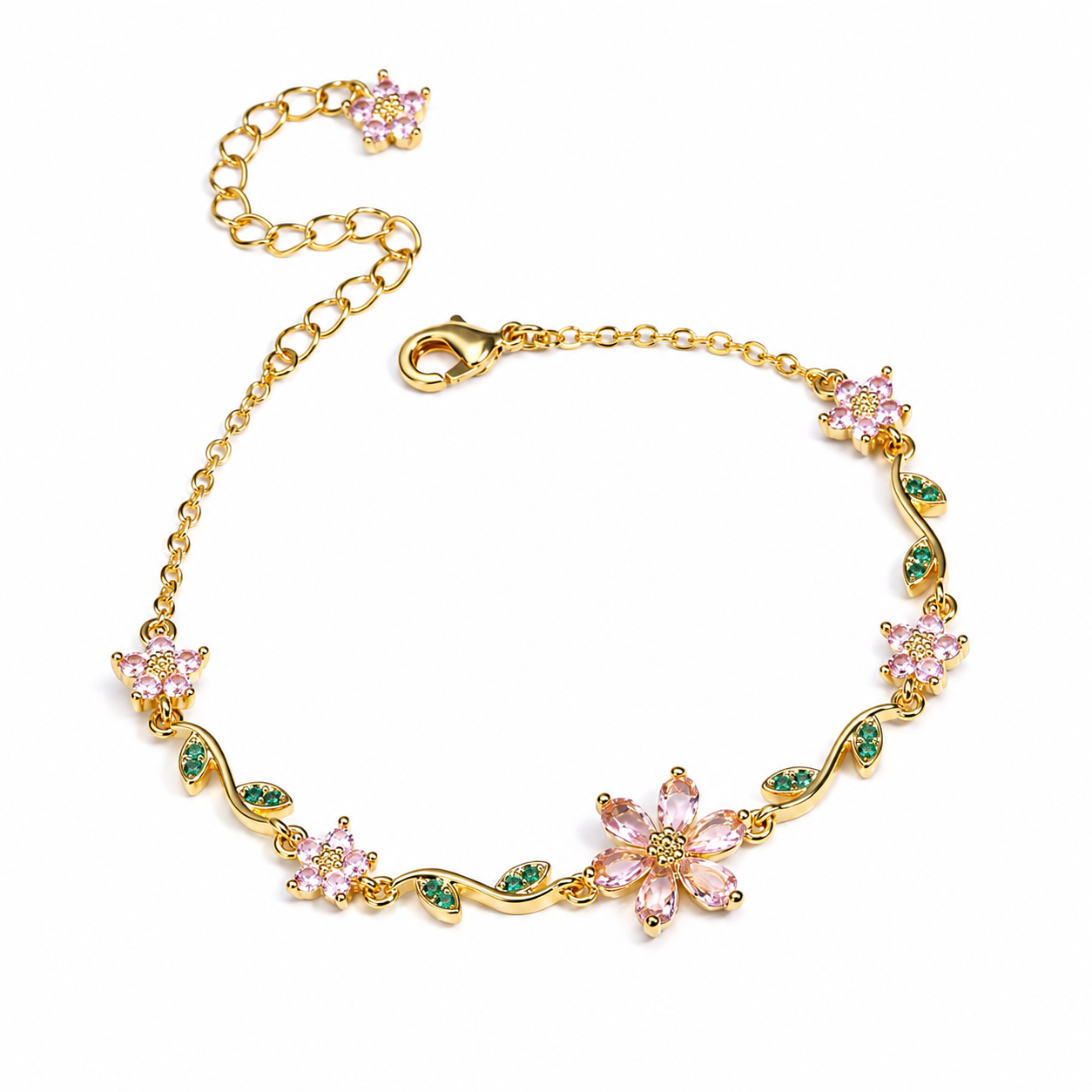 18k gold plated Floral Crystal Bracelet