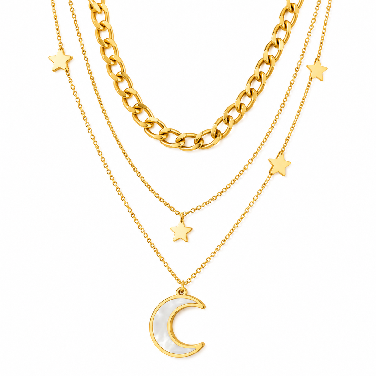 Moon & Stars Layered Necklace