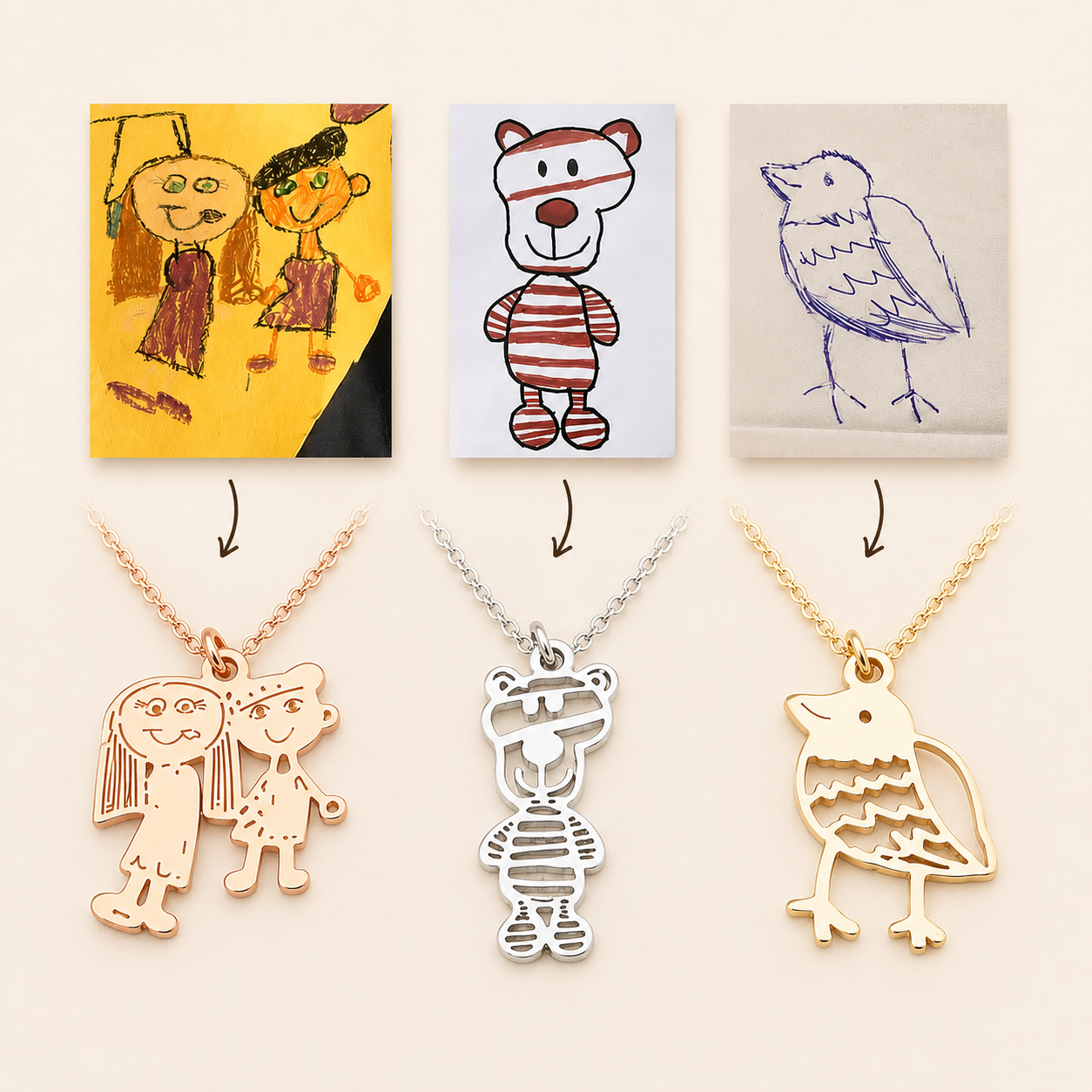 Kids Artwork Necklace, Bracelet, Pendant or Keychain