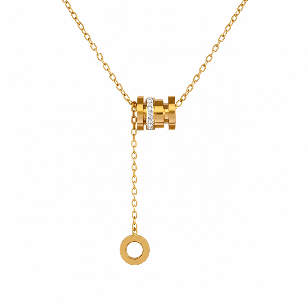 Gold Lariat Barrel Necklace