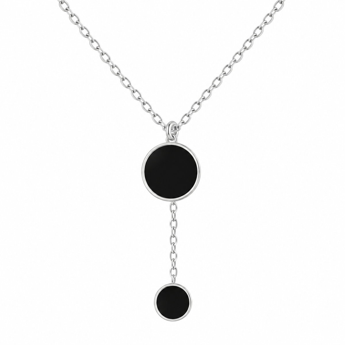Silver & Black Double-Drop Necklace