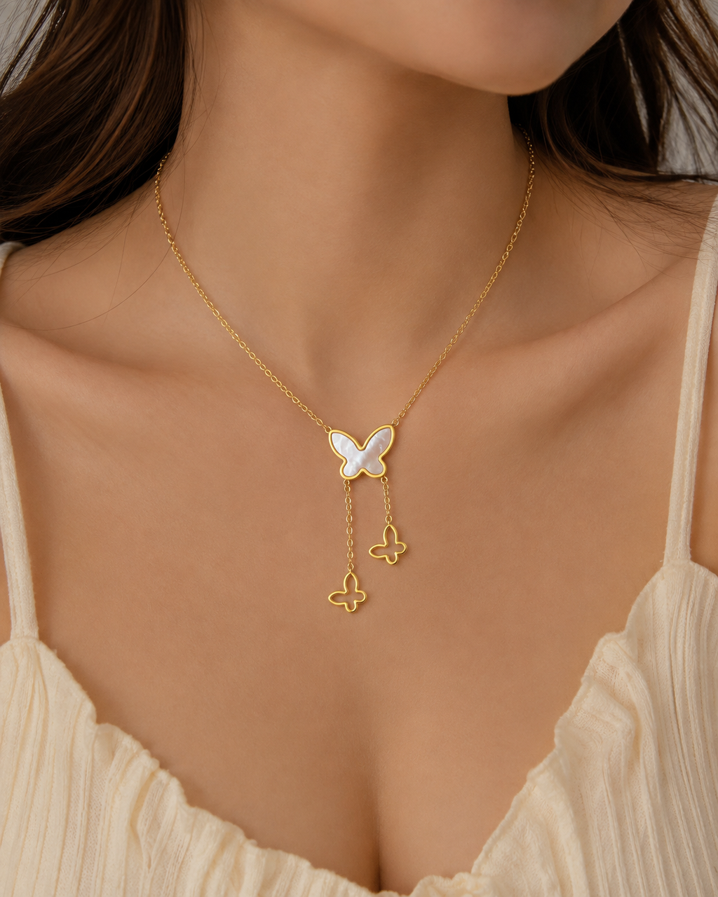 Elegant Butterfly Drop Necklace