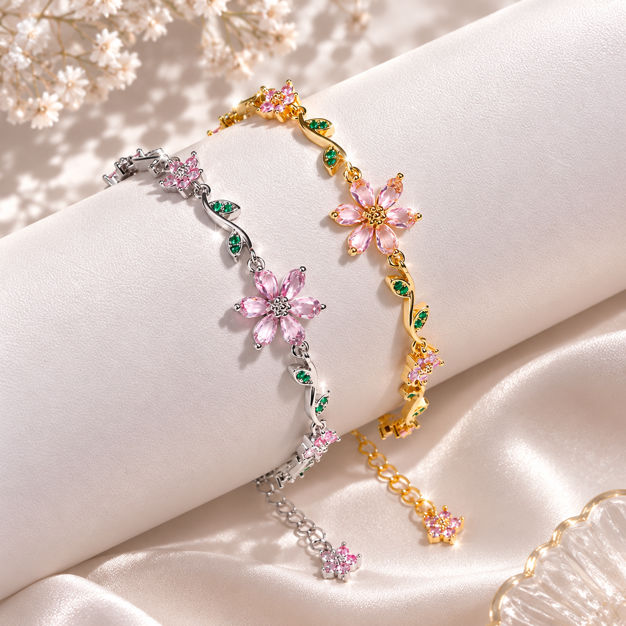 18k gold plated Floral Crystal Bracelet