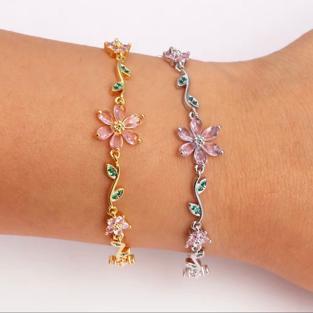18k gold plated Floral Crystal Bracelet